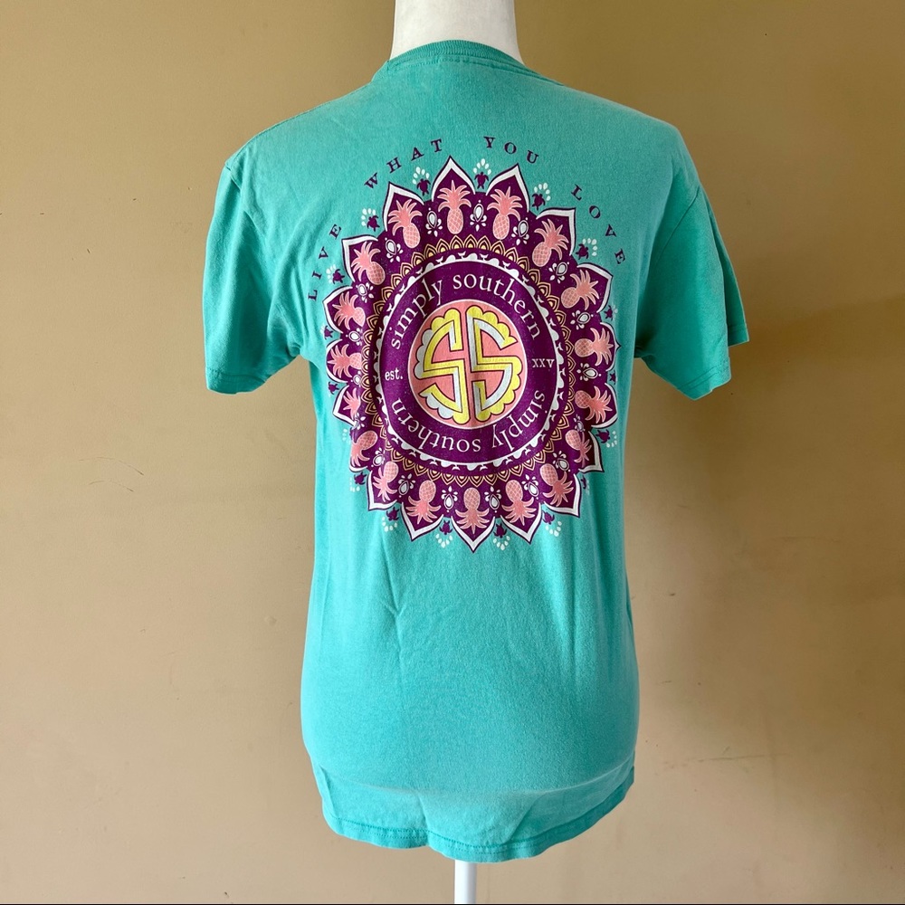 Simply Southern Small Green Pink Pineapple Shirt